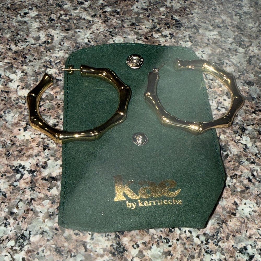 Gold Bamboo-Style Hoop Earrings
